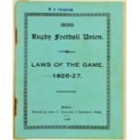 Rugby:  I.R.F.U., 1926: Irish Rugby Football Union - Laws of the Game 1926-27, 12mo, D. (J.T.