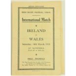 Ireland v. Wales, 1931  Rugby: I.R.F.U., Official Programme, International Match Ireland v. Wales,