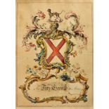 Extremely Important Drawing Edward Lyons, Irish (1726-1801) Genealogy:  The FitzGerald's Arms of