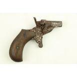 An antique Ladies single shot 'conceal' Weapon Pistol, with percussion mechanism and wooden