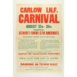 Co. Carlow: Poster, 'Carlow I.N.F. (Irish National Foresters) Carnival August 12th - 26th - The