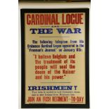 Recruiting Poster A British Army Recruiting Poster headed 'Cardinal Logue and the War', 75 x 51