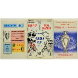 Soccer: European Cup 1962 - 69, a collection of three Official Match Programmes for European Cup (