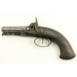 A 19th Century double barrel percussion Handgun, by Rigby of Dublin, with attractive blued