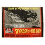 "Run for Your Lives" Cinema Poster: "7 Faces of Dr. Lao," 1964, produced by Tony Randall, starring