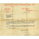 "Prayers" & Rebuilding The Team" Soccer:  Manchester United: Busby (Sir Matt) A typed Autograph