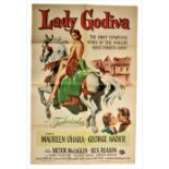 Cinema Poster:  Lady Godiva, starring Maureen O'Hara and George Nader, 1955, directed by Arthur