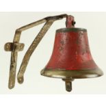 World War 2 [The Emergency]  A mid 20th Century brass Bell (painted red) with original wall