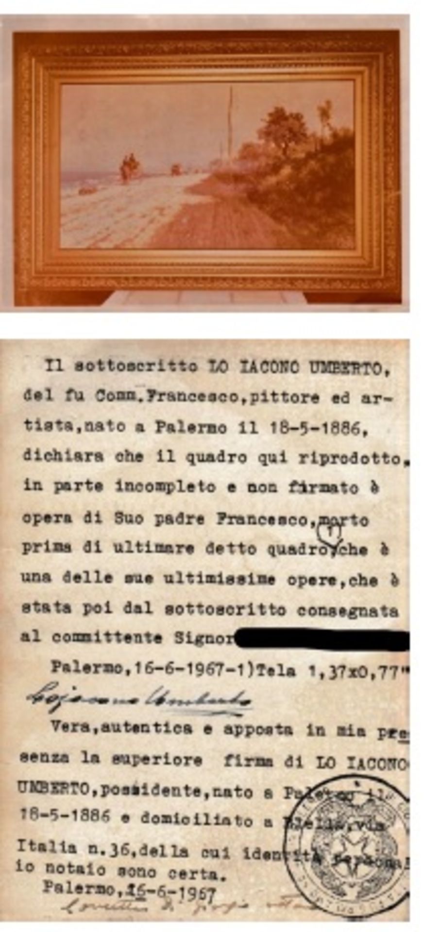 FRANCESCO LOJACONO (1838/1915) "Lungomare di Romagnolo" - Image 3 of 3