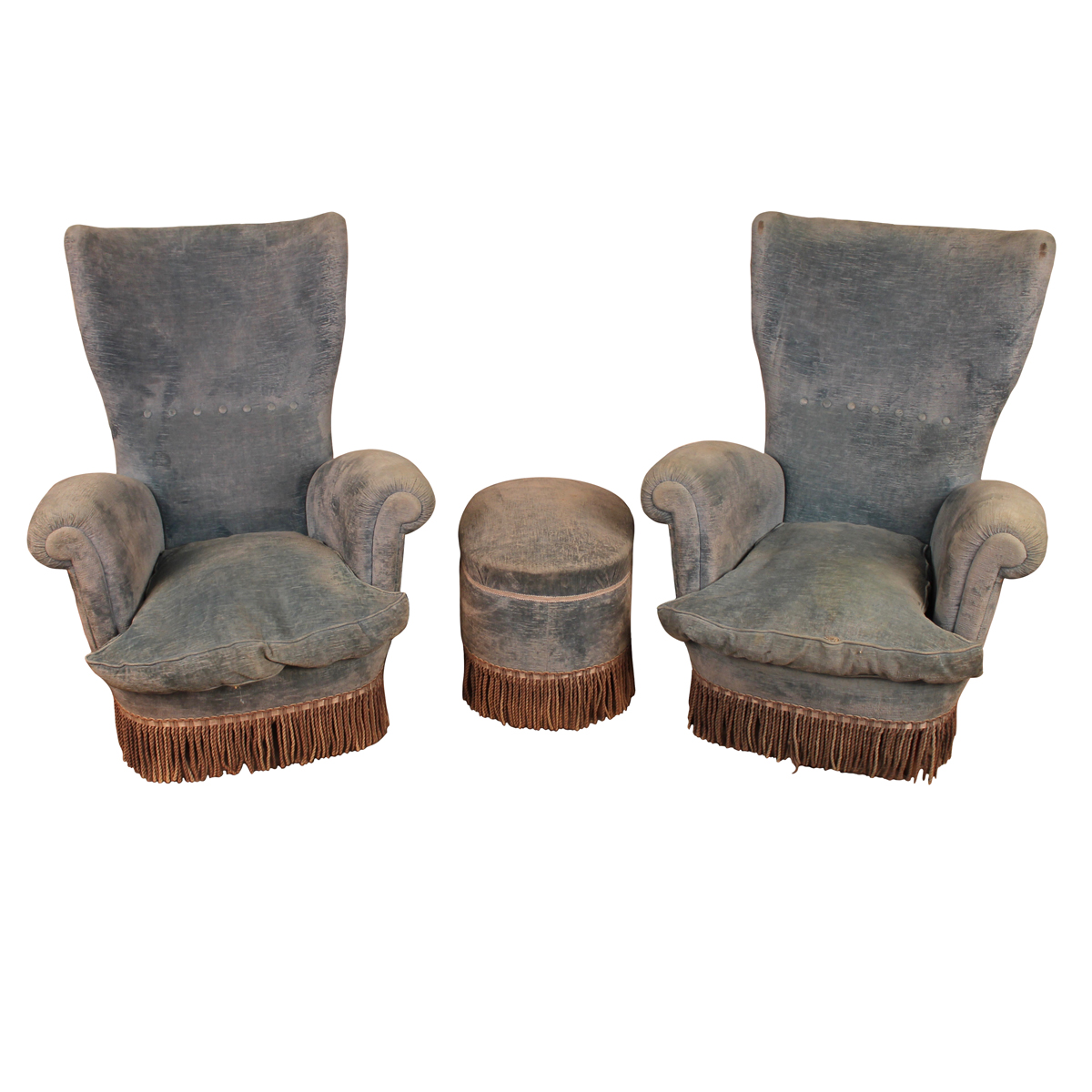 COPPIA POLTRONE ED UN POUF-COUPLE OF ARMCHAIRS AND A POUF