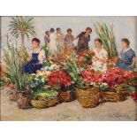PIETRO DE FRANCISCO (1873/1969) “Il mercato dei fiori” - "Flower market"