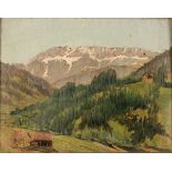 PAESAGGIO MONTANO CON CASOLARI - MOUNTAIN LANDSCAPE WITH COTTAGES