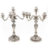 COPPIA DI CANDELABRI A CINQUE FIAMME - PAIR OF FIVE-FLAME CANDLESTICKS