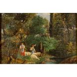 SCUOLA FRANCESE DEL SECOLO XIX "Paesaggio con figure" - 19th CENTURY FRENCH SCHOOL "Landscape with f