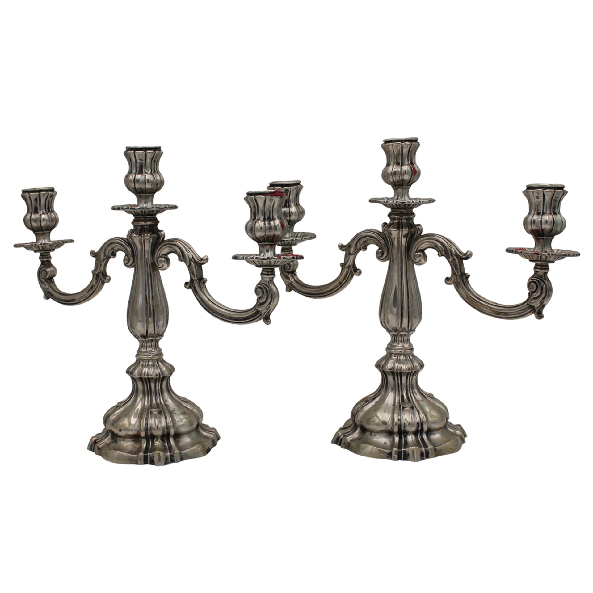 COPPIA DI CANDELABRI A TRE LUCI - PAIR OF THREE-LIGHTS CANDLESTICKS