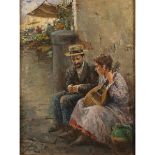 GIOVANNI PANZA (1894/1989) "Musicisti di strada" - "Street musicians"