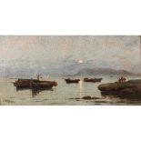 ERMINIO KREMP (1860/1936) "Marina palermitana con barche di pescatori" - "Palermo Marina with fishin