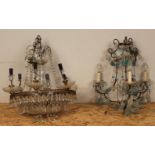 DUE LAMPADARI CON BRINDOLI IN CRISTALLO - TWO CHANDELIERS WITH CRYSTAL TOASTS