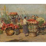 PIETRO DE FRANCISCO (1873/1969) “Il mercato dei fiori” - "The flower market"