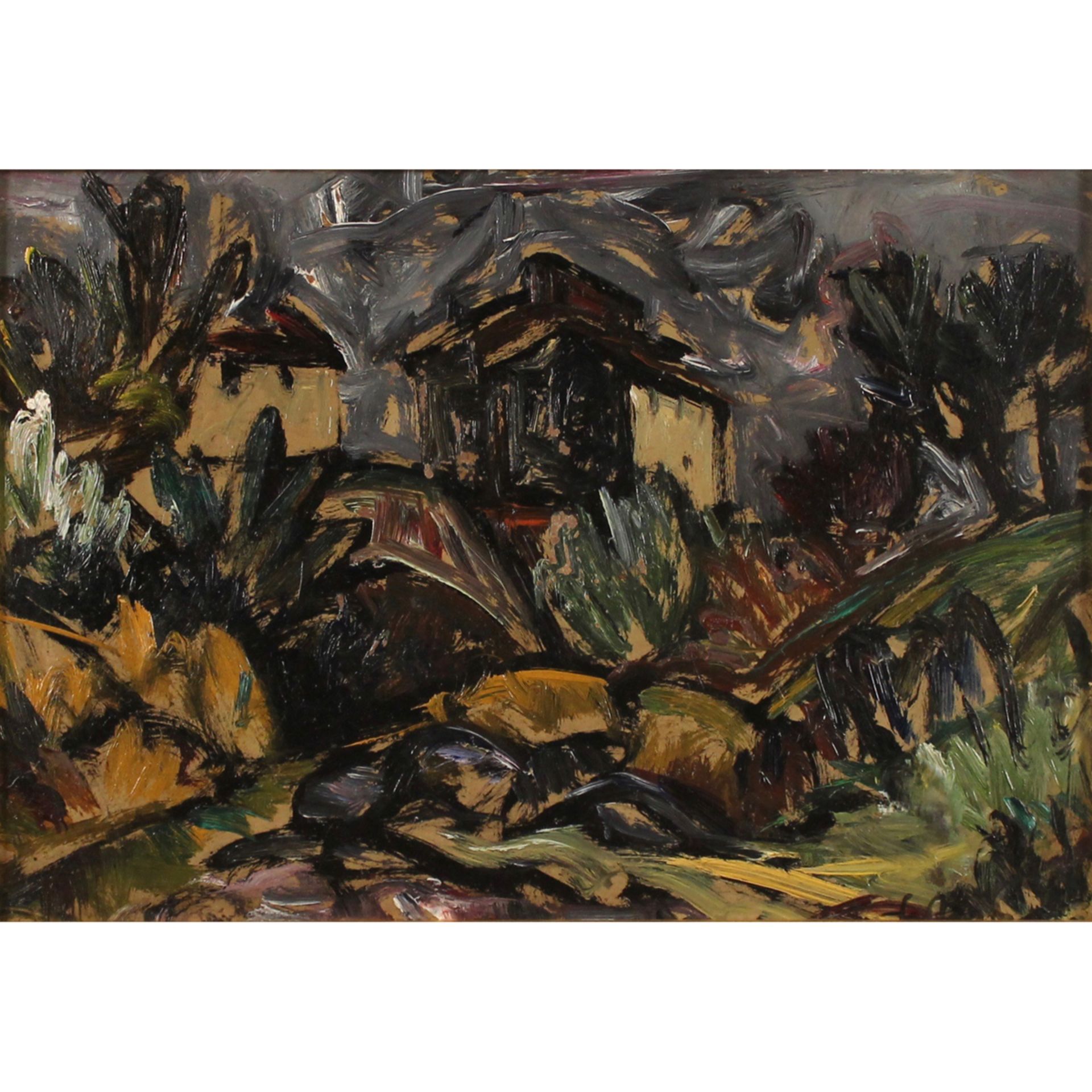 GUIDO FERRONI (1888/1979) “Paesaggio con casolari" - "Landscape with farmhouses"