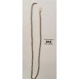 9k gold necklace, w: 9.6 gms, length 19” (48cm)