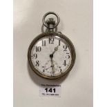 Large plated pocket watch, 2.5” (6cm) diameter. Not running