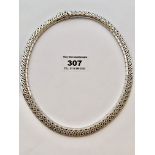 18k white gold and diamond choker necklace, w: 101.8 gms, length 17” (43cm)