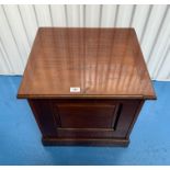 Commode with pot, some damage to top. 17.5” (44cm) deep x 19” (48cm) wide x 18”( 46cm) high