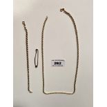 9k gold necklace, length 20” (51cm), 9k gold bracelet, length 7.5” (19cm), total w: 6 gms and