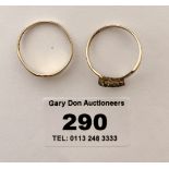 2 x 9k gold rings, total w: 3.7 gms, sizes Q and R
