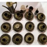 40 piece green Portmeirion coffee set including 6 cups, 6 saucers, 6 side plates, coffee pot, sugar,