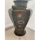 Cloisonne vase, 15” (38cm) high, approx. 12” (31cm) wide. Few specks but generally good condition