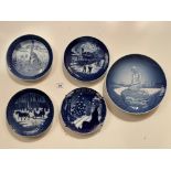 3 Royal Copenhagen Christmas plates, 1970, 1984 & 1993 (7.25”, 18cm diameter), 1 Porsgund Norway
