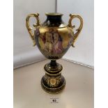 Royal Vienna 2 handled vase, marked “Heroe, Venus und Adonis”, 11” (28cm) high. Repair to one