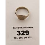 9k gold signet ring, 3.5 gms, size T (broken)