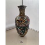 Cloisonne vase, 12.5” (32cm) high. Some scratches and dents