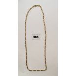 9k gold necklace, w: 10.3gms,length 21.5” (54cm)
