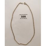 9k gold necklace, w: 5.4 gms, length 15” (38cm)
