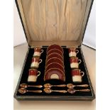 Cased 12 piece Hammersley & Co coffee set and 6 spoons. Good condition.