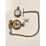 Reproduction plated George Dickel pocket watch, plated ladies fob watch and plated chain