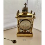 Cloisonne and brass mantle clock with pendulum, marked inside “Medaille D’Argent 3591”, 13” (33cm)