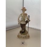 Royal Crown Derby figure of shepherdess with lamb and detachable metal crook. Signed Joan Lee. 9.
