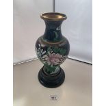 Cloisonne vase 11” (28cm) high. Scratch and some marks on base