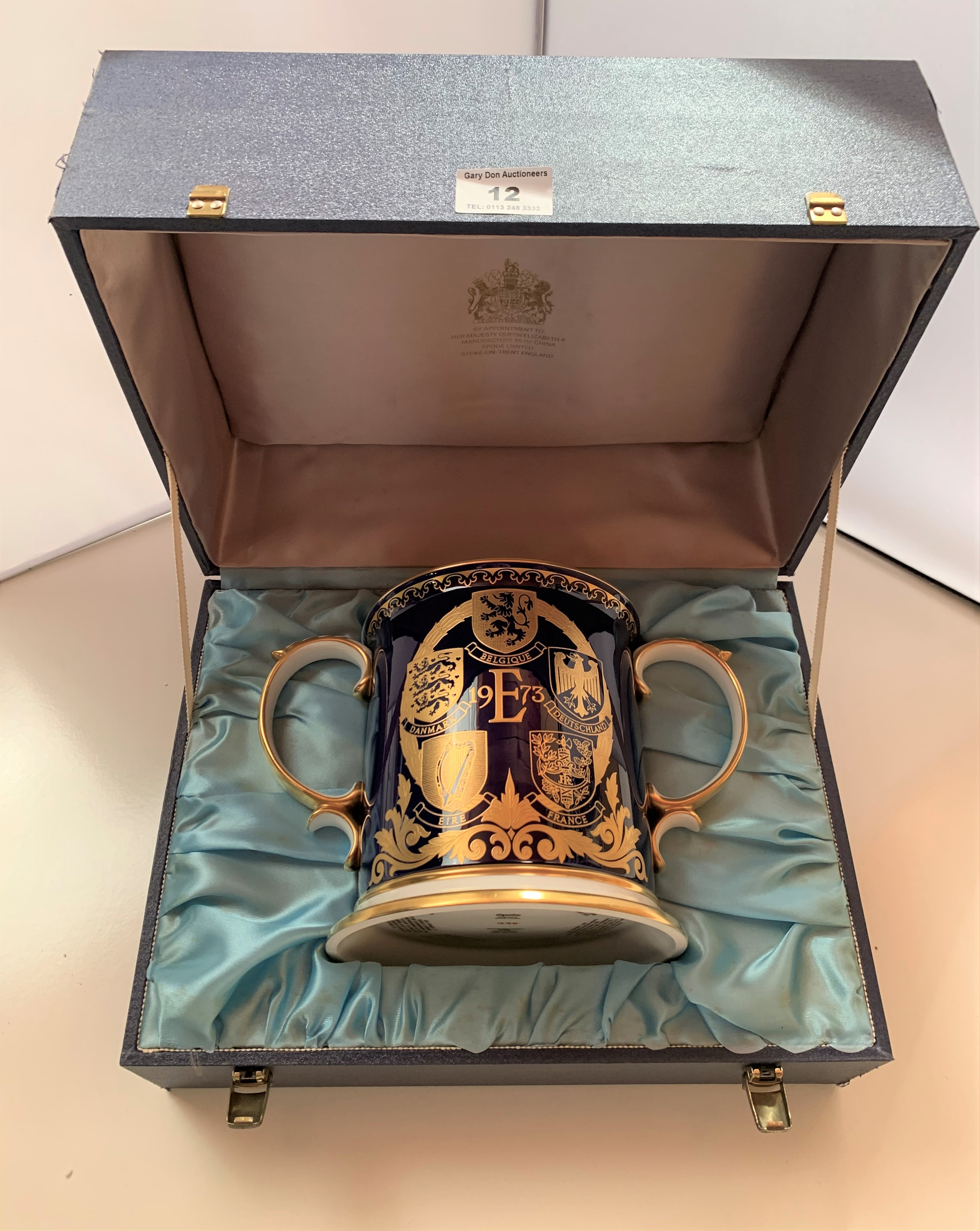 Boxed Spode 2 handled tankard commemorating the Enlargement of the European Community on 1st