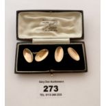 Pair of 9k gold cufflinks in original box, w: 5.8 gms