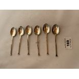 6 small silver coffee spoons. Hallmark Sheffield 1927. Total W: 1.02 tozs.