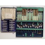 Cased set of 6 fish knives and forks and canteen of Sheffield stainless steel cutlery