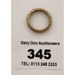 9k gold and white stone eternity ring, w: 2.4 gms, size J