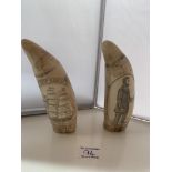 Pair of scrimshaws 7” (18cm) long. No damage