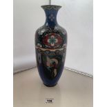 Cloisonne vase, 12” (30cm) high. Odd tiny marks